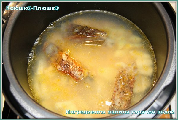 Sopa de guisantes ahumados en caliente sobre costillas (ahumadero Marca 6060)