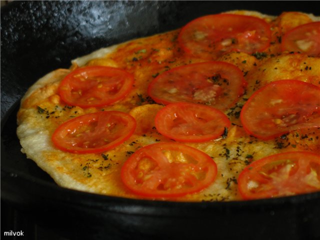 Pizza in a frying pan