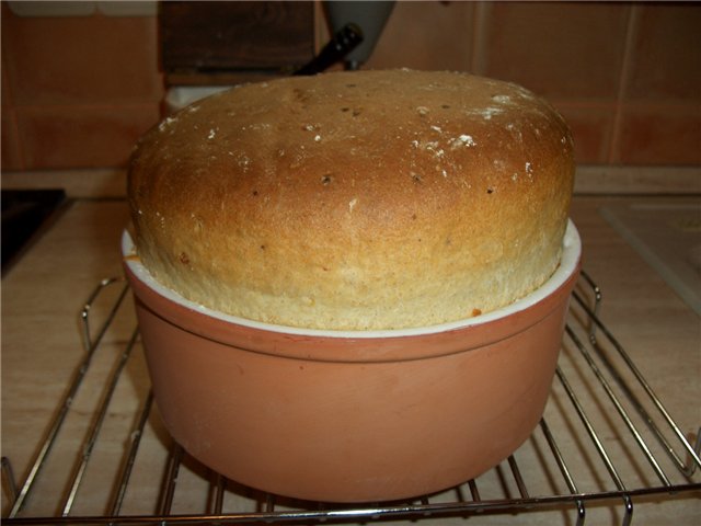 Wheat bread with semolina in sourdough in the oven