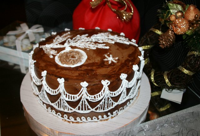 Pastel de chocolate mañana de Navidad