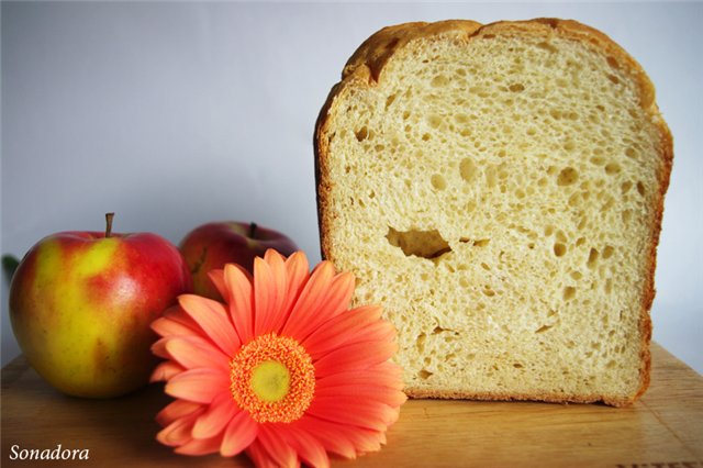 Wheat milk bread with oat flour in a bread maker