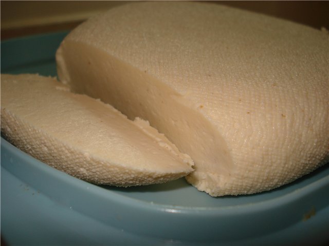 Homemade cheese (like Suluguni or Adyghe)