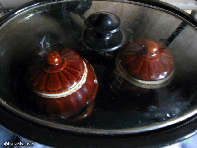Liver pate in a pot, boiled in a water bath