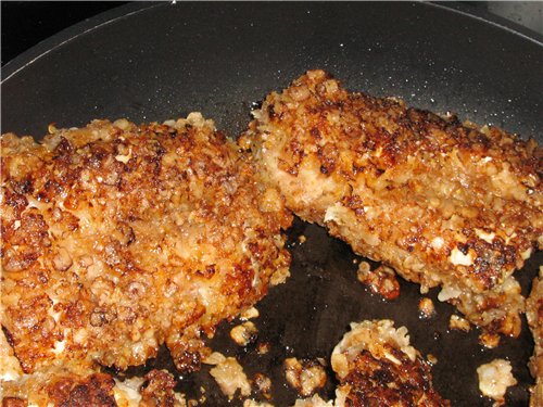 Chicken chops marinated and oatmeal