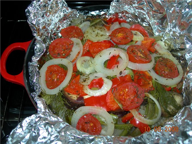 Veal with vegetables in the oven