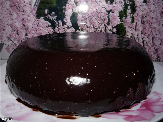 Chocolate-impregnated chocolate cake