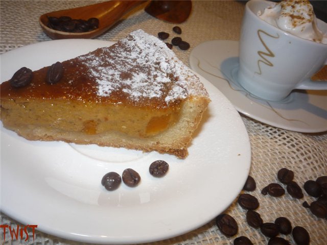 Pie with coffee and pumpkin filling
