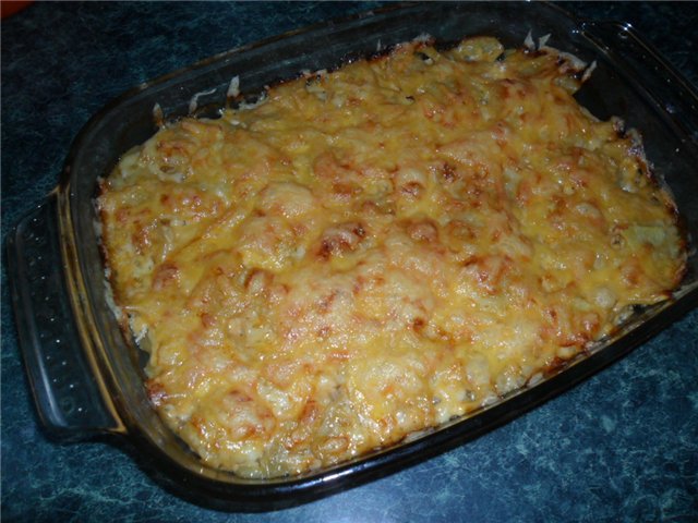 Casserole with marinated meat