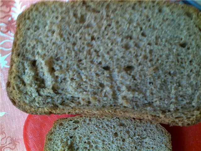Pan de trigo y centeno sobre kéfir en una panificadora