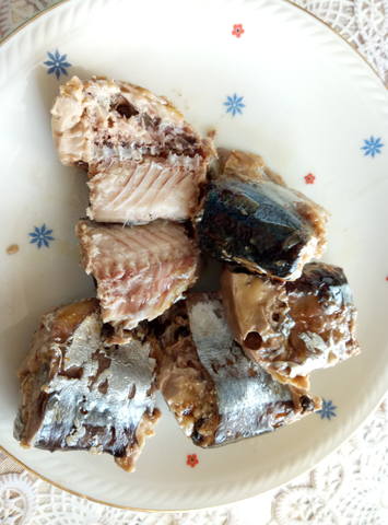 Canned fish in a pressure cooker