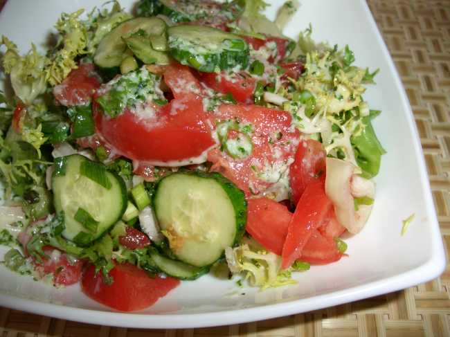 Grønnsakssalat med salat dzaziki saus