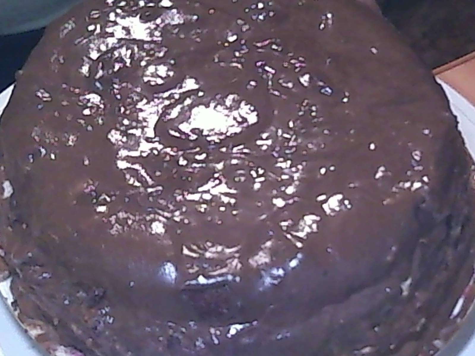 Pastel de chocolate en agua hirviendo