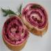 Pancake roll with walnut and beetroot filling