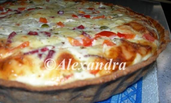 Quiche de pera, queso azul y nueces