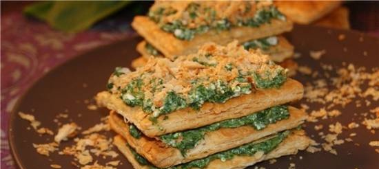 Crispy milfey with spinach cream