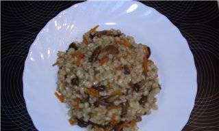 Porridge d'orzo con funghi