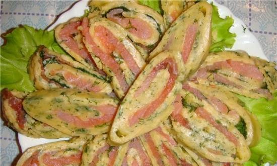 Rotolo di formaggio con pesce rosso