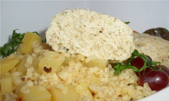 Cotolette al vapore con contorno di patate e bulgur (pentola a pressione marca 6050)