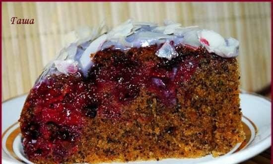 Cherry-poppy cake with nuts (oven, slow cooker)