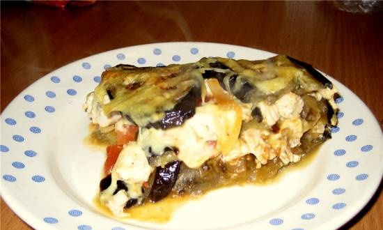 Aubergine bakt med kyllingfilet