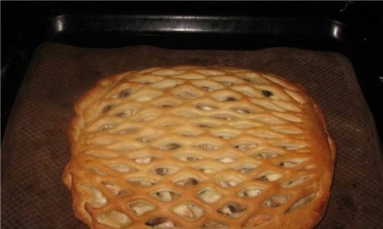 Torta con salmone e funghi