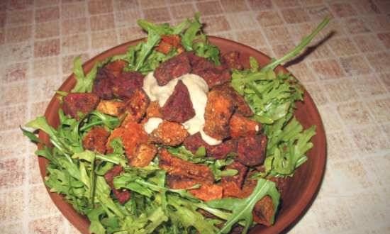 Ensalada de verduras asadas con freidora de rúcula