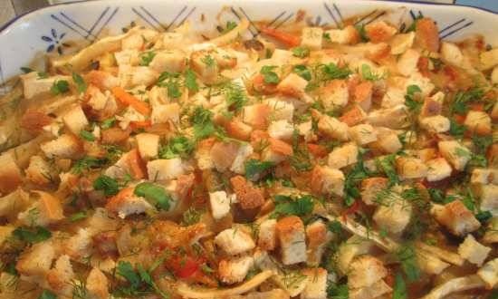 Celery casserole with mushrooms