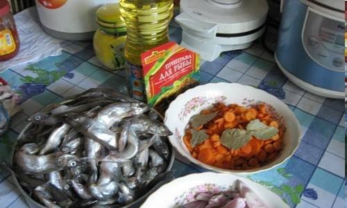 Capelin with vegetables