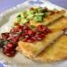  Fried young cheese with avocado and pomegranate salsa