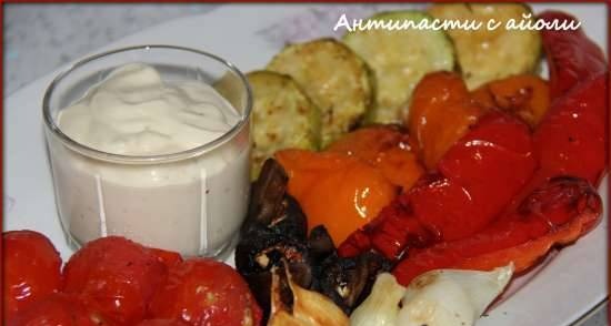 Antipasti amb aioli (Freidora Philips)