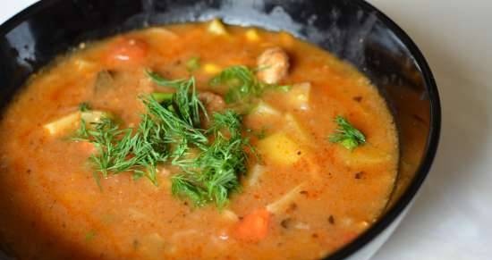 Sopa de verduras con chuleta de cerdo frita de Grandma Neely (marca 37501 multicocina)