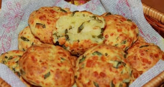 Galletas de queso con cebollas verdes