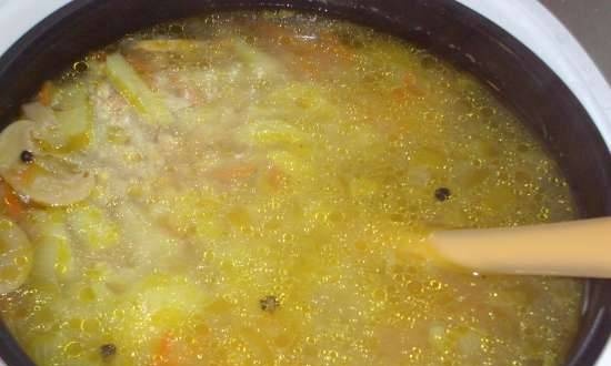 Sopa de bolets amb xampinyons en una cuina multicoca marca 701