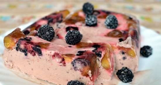 Plum and blackberry ice cream with pieces of berries