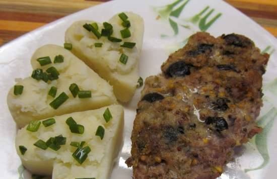 Chuletas de cerdo empanizadas con aceitunas