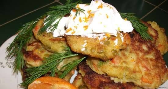 Tortitas de guisantes con zanahorias en una olla a presión multicocina Steba DD1