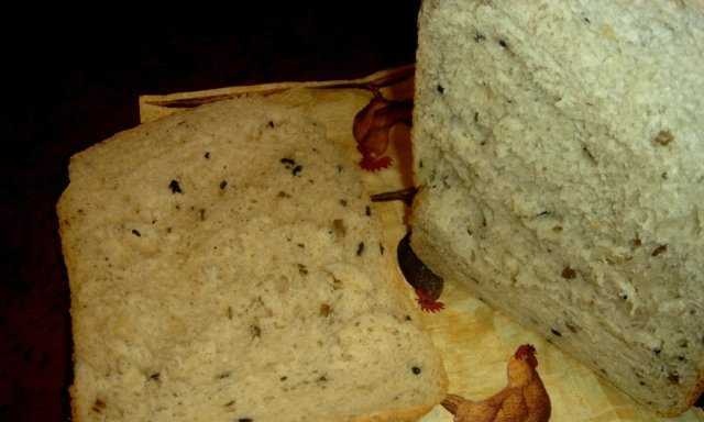 Pane alle cipolle con olive in una macchina per il pane