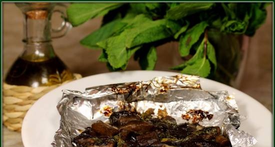 Champiñones al horno con menta