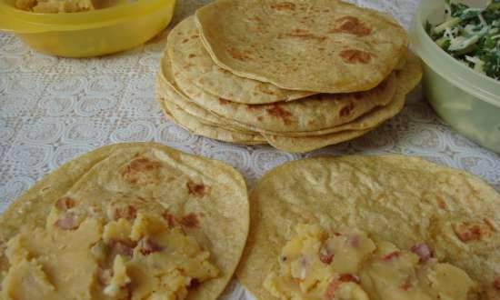 Chapatis serwatkowe z puree z groszku