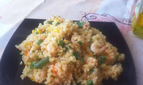 Bulgur กับกุ้งและผัก