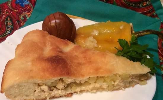 Pie with minced chicken, onions and potatoes (Princess pizza maker)