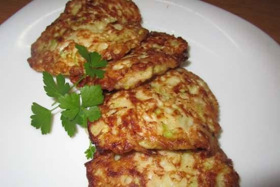 Zucchini pancakes with chicken