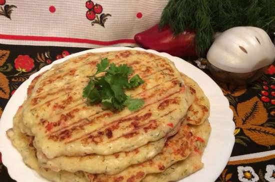 Bánh Tortillas với phô mai feta, rau thơm, ớt chuông và tỏi (nướng Midea)