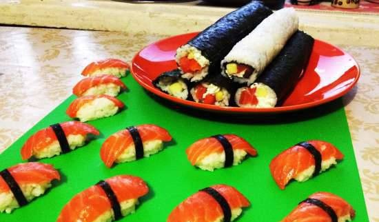 Rollos y sushi nigiri