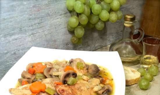 Chicken in Riesling (ไวน์ขาว) ในสไตล์ Baden Haehnchen in Risling (Steba multicooker-pressure cooker)