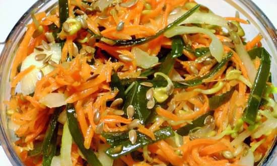 Seaweed salad na may fenugreek sprouts at flax.