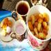 Curd balls with berry dip