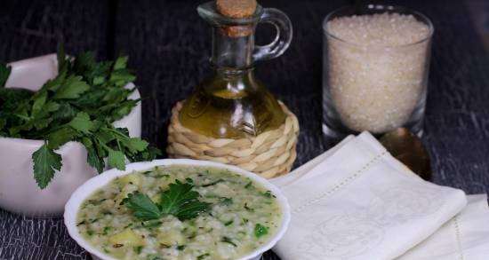 Sopa d'arròs amb herbes (magra)