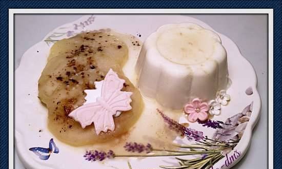 Hruška a krémová panna cotta s karamelizovanými hruškami (Panna cotta)