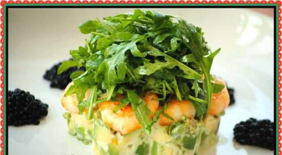 Avocado tartar with tiger prawns